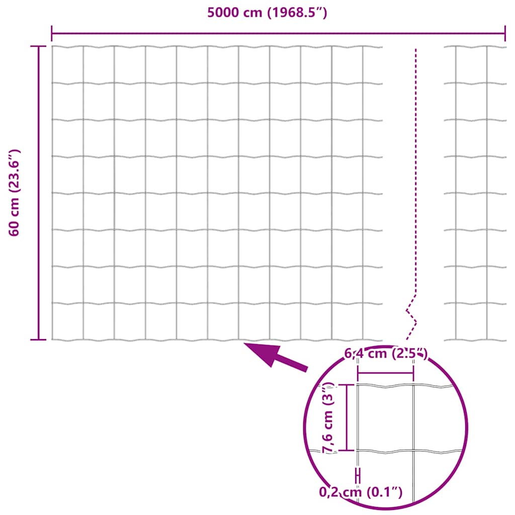 vidaXL Euro Fence 0.6x50 m Γαλβανισμένος Χάλυβας