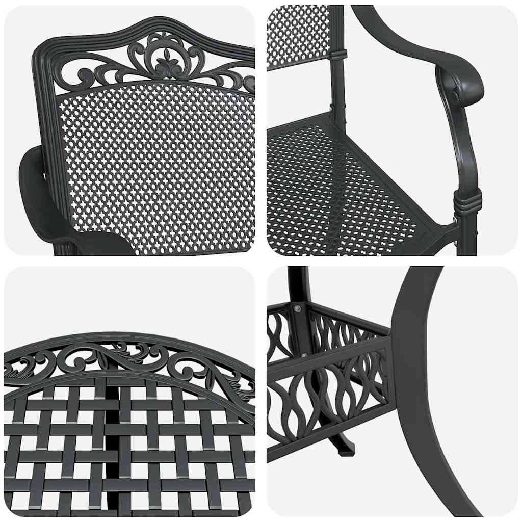 vidaXL Σέτ φαγητού για κήπο 5 pcs Μαύρο Αλουμίνιο