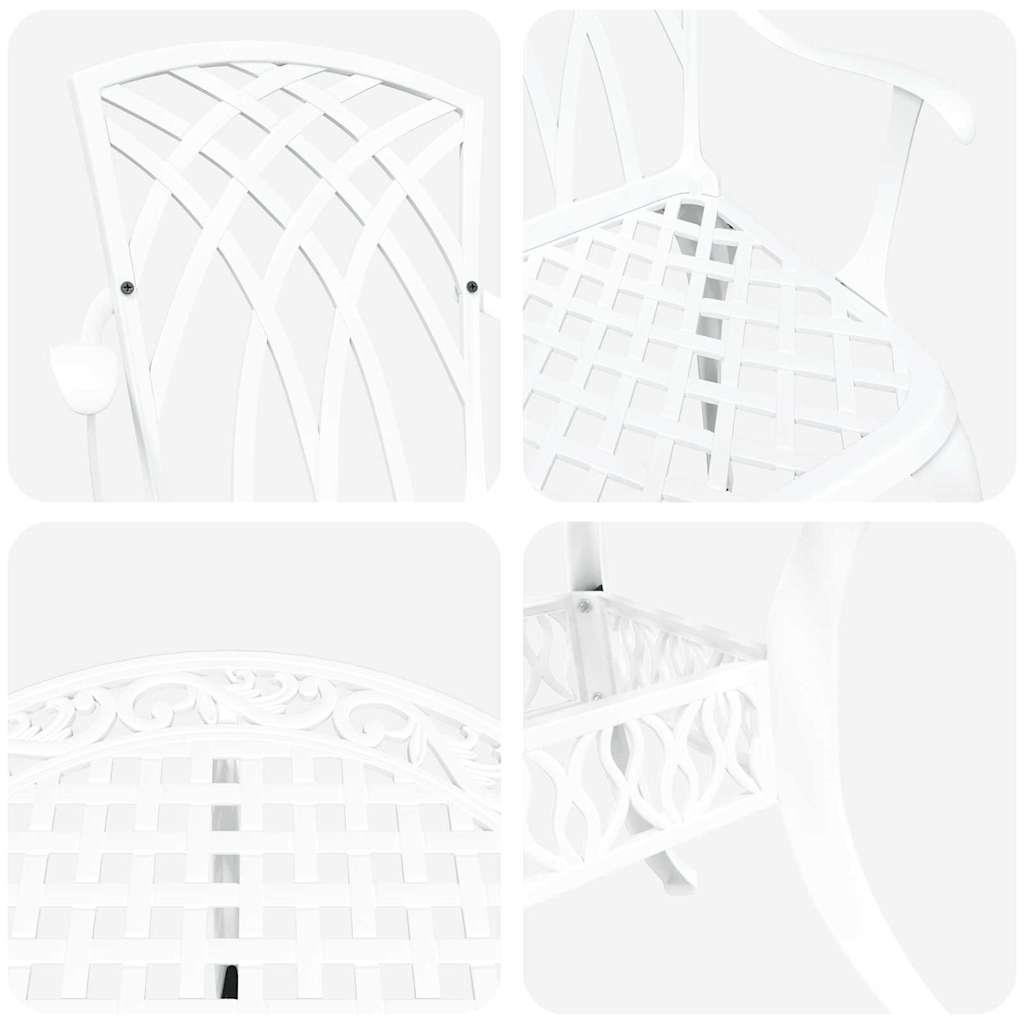 vidaXL Σέτ φαγητού για κήπο 7 pcs Λευκό Αλουμίνιο