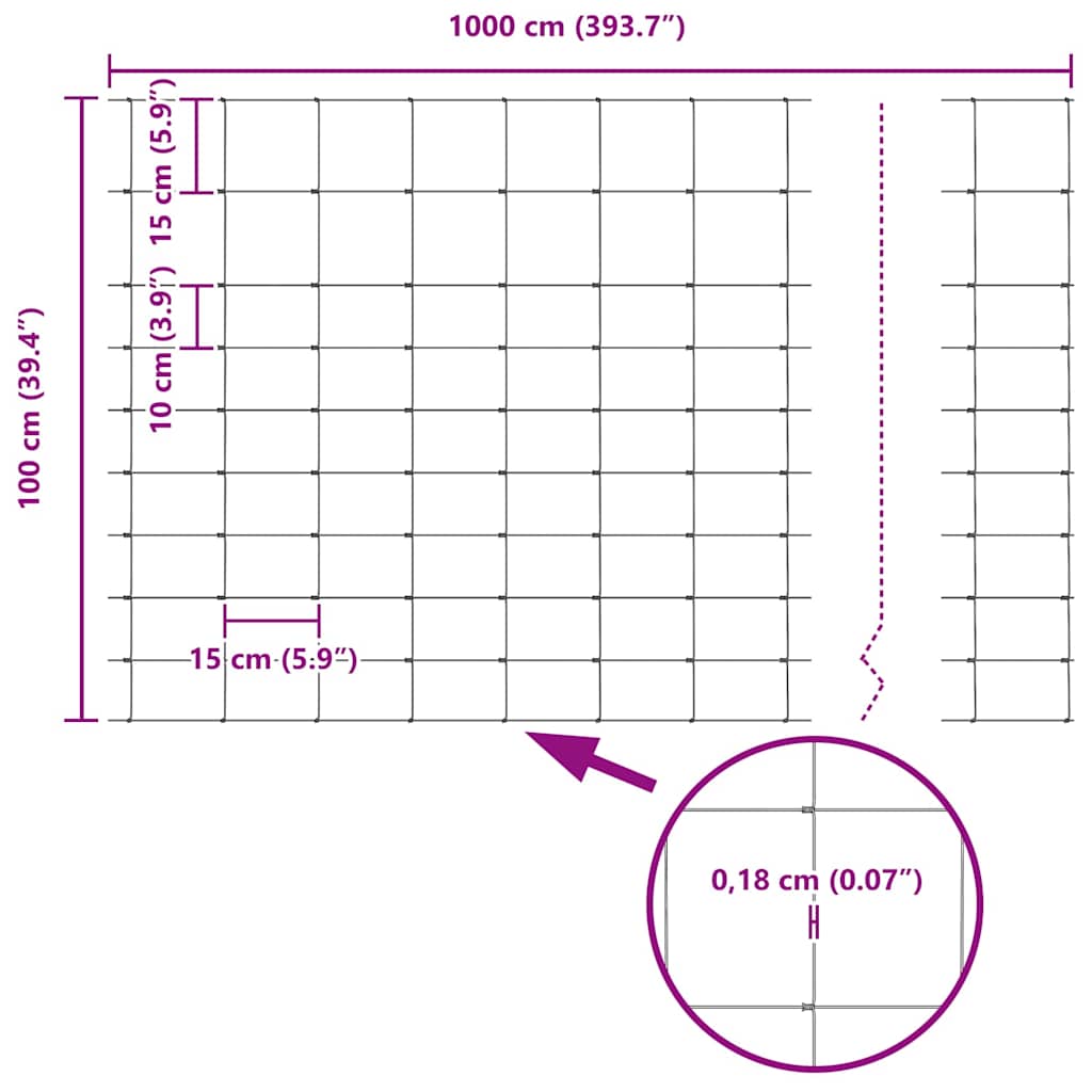 vidaXL Περίφραξη αγρού Γκρι 1 x 10 m Ατσάλι