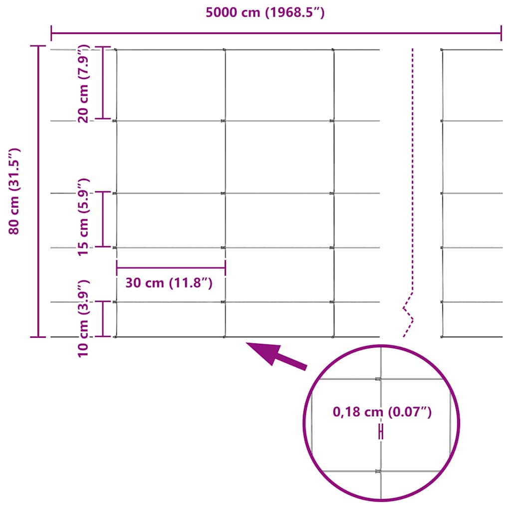 vidaXL Περίφραξη αγρού Ασημί 50 x 0.8 m Γαλβανισμένος χάλυβας