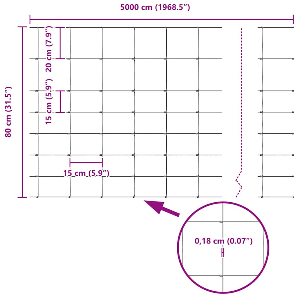vidaXL Περίφραξη αγρού Ασημί 50 x 0.8 m Γαλβανισμένος χάλυβας