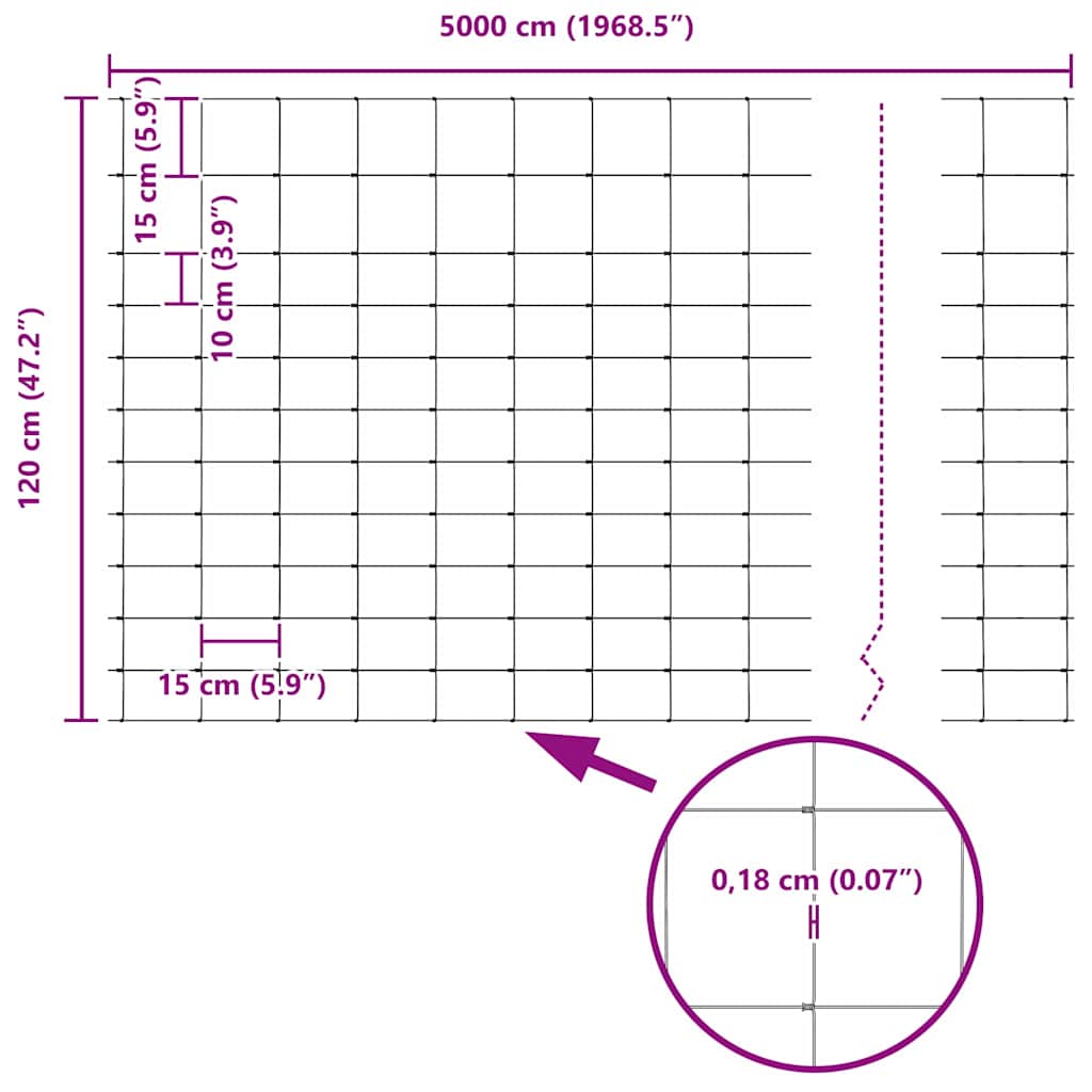 vidaXL Περίφραξη αγρού Ασημί 50 x 1.2 m Γαλβανισμένος χάλυβας