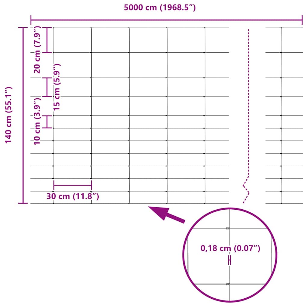 vidaXL Περίφραξη αγρού Ασημί 50 x 1.4 μ Γαλβανισμένος χάλυβας