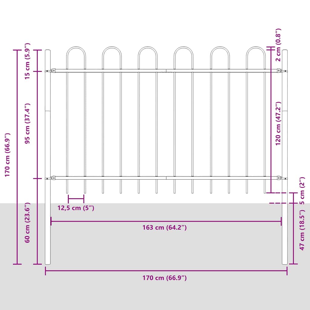 vidaXL Φράχτης Κήπου Boxtel Γκρι 1,7 x 1,2 m Ατσάλι με Πούδρα
