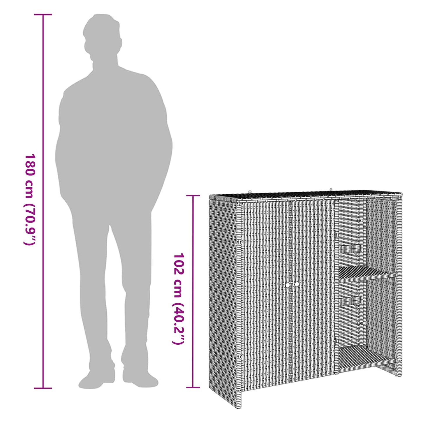 vidaXL Ντουλάπι αποθήκευσης με πόρτα Μαύρο 100 x 36 x 102 εκ Ρατάν