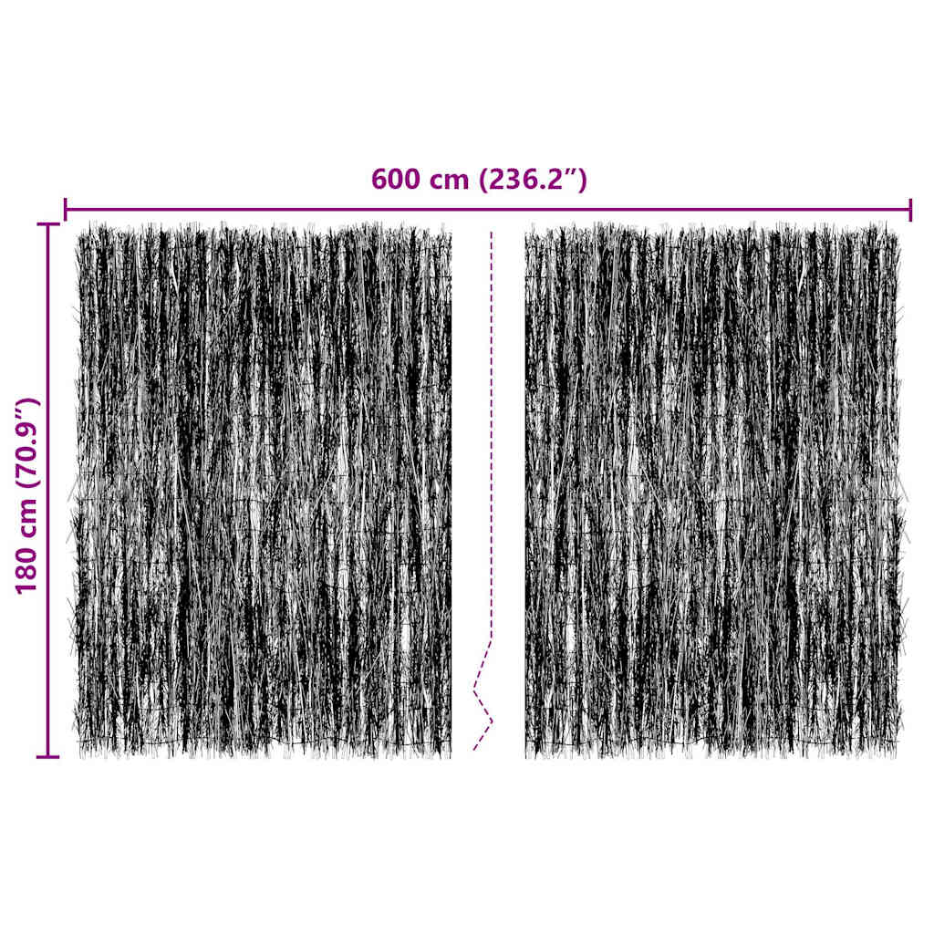 vidaXL Φράχτης από κλαδιά Καφέ 600 x 180 εκ Ξύλινη Τρίχα
