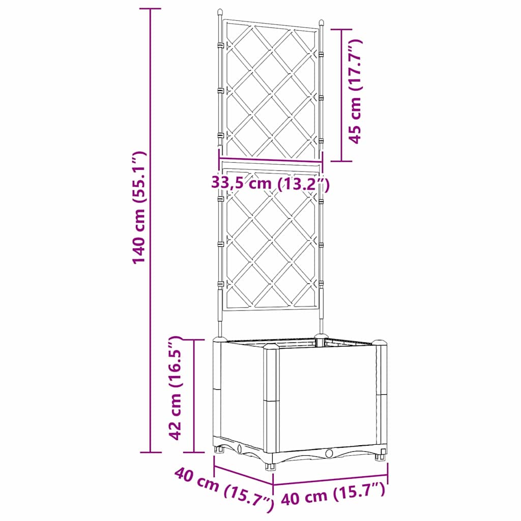 vidaXL Κηποτινάκι με Τρέλα Μαύρο 40 x 40 x 143 εκ. PP