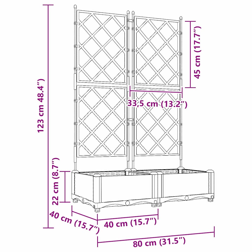 vidaXL Κηποτινάκι με Τρέλα Μαύρο 80 x 40 x 125.5 εκ. PP