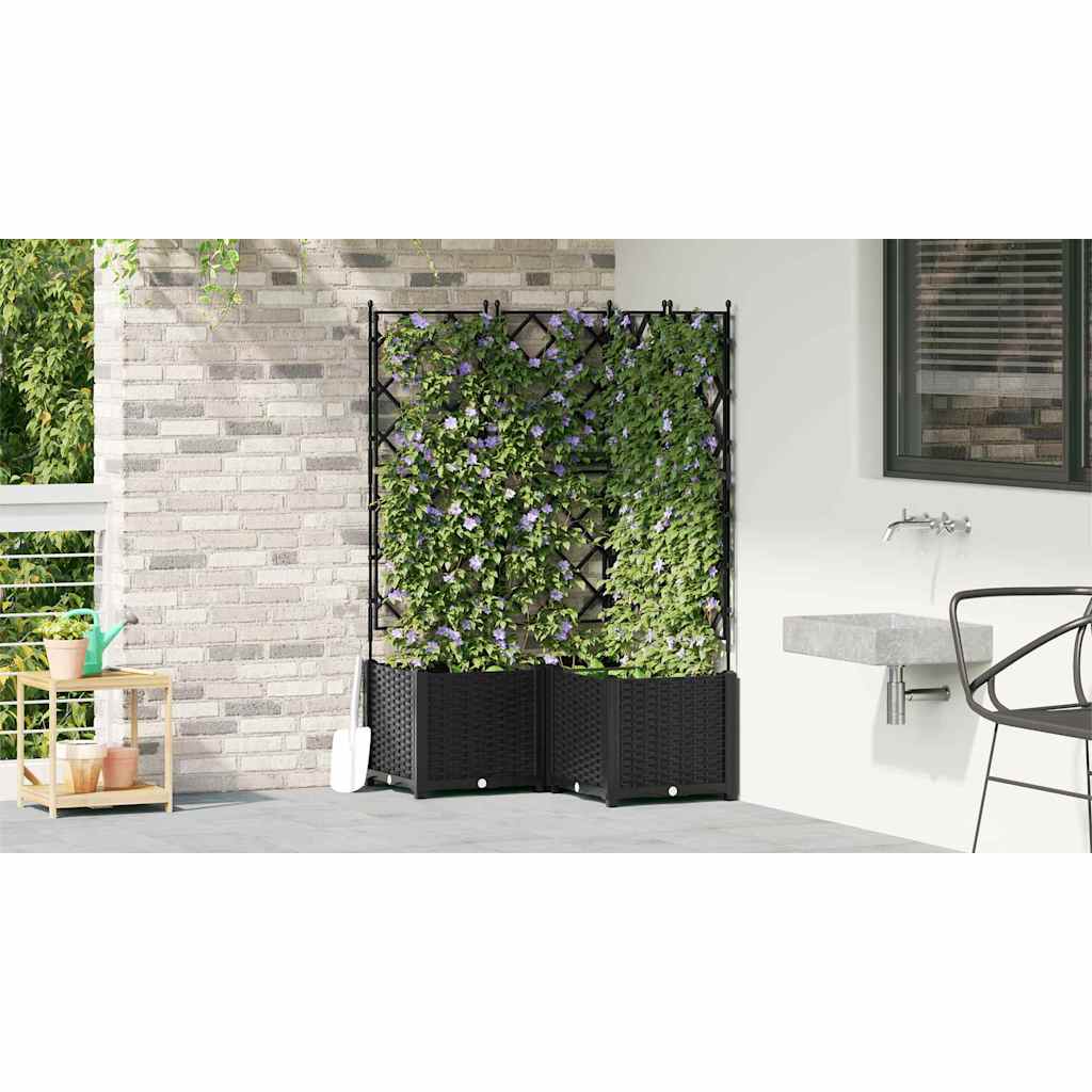 vidaXL Κηποτινάκι με Τρέλα 3 pcs Μαύρο 80 x 80 x 143 εκ. PP