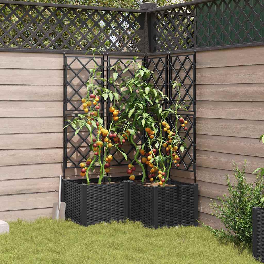 vidaXL Κηποτινάκι με Τρέλα 3 pcs Μαύρο 80 x 80 x 143 εκ. PP
