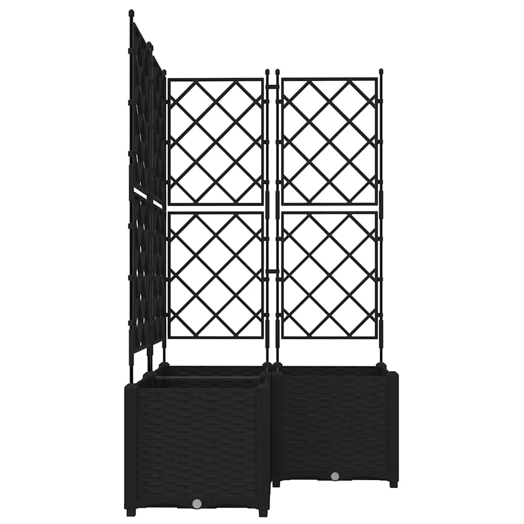 vidaXL Γλάστρα Κήπου 3 τμχ. Μαύρο 80 x 80 x 143 εκ. PP