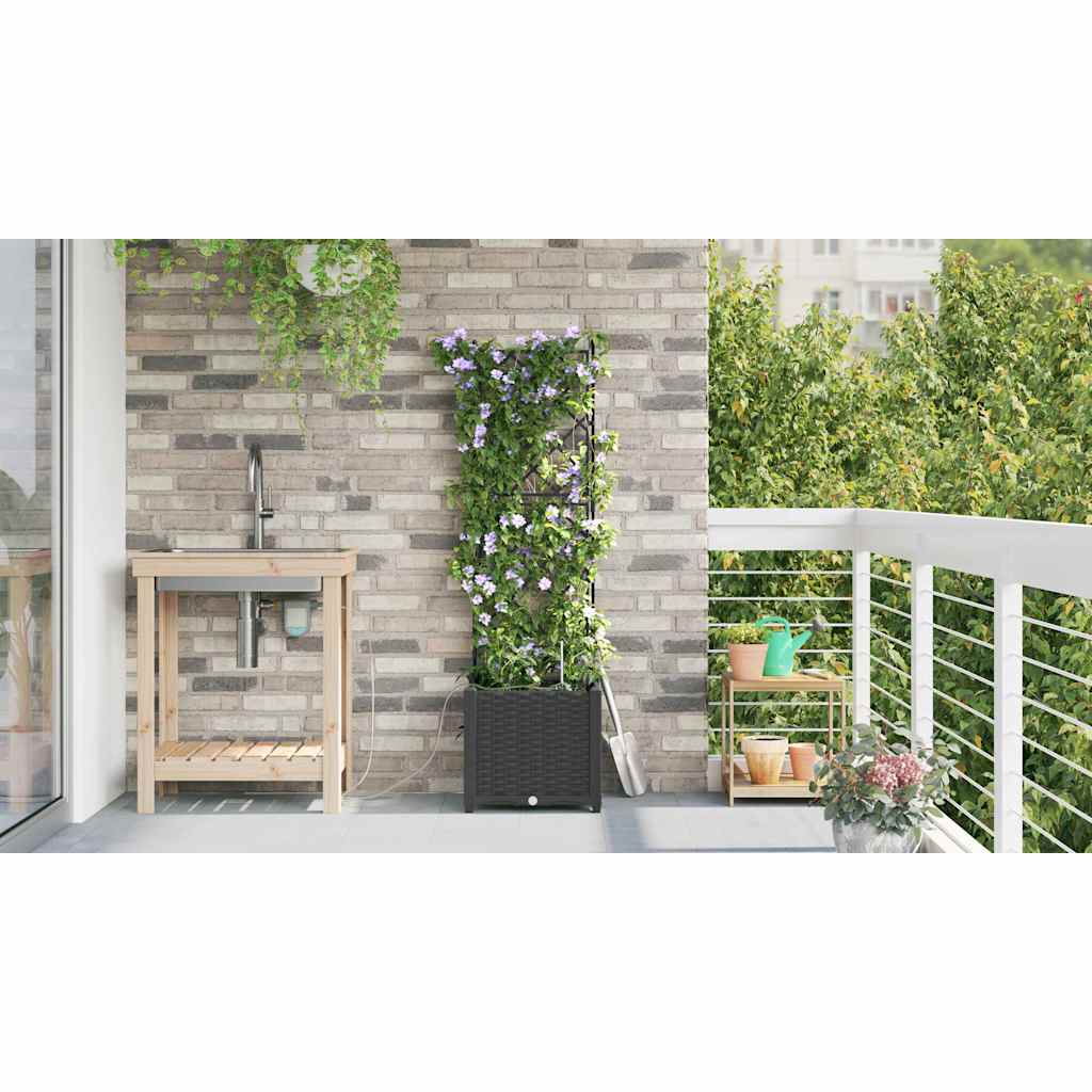 vidaXL Ζαρντινιέρες κήπου Μαύρο 40 x 40 x 142 cm Ατσάλι