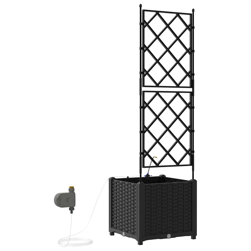 vidaXL Ζαρντινιέρες κήπου Μαύρο 40 x 40 x 142 cm Ατσάλι