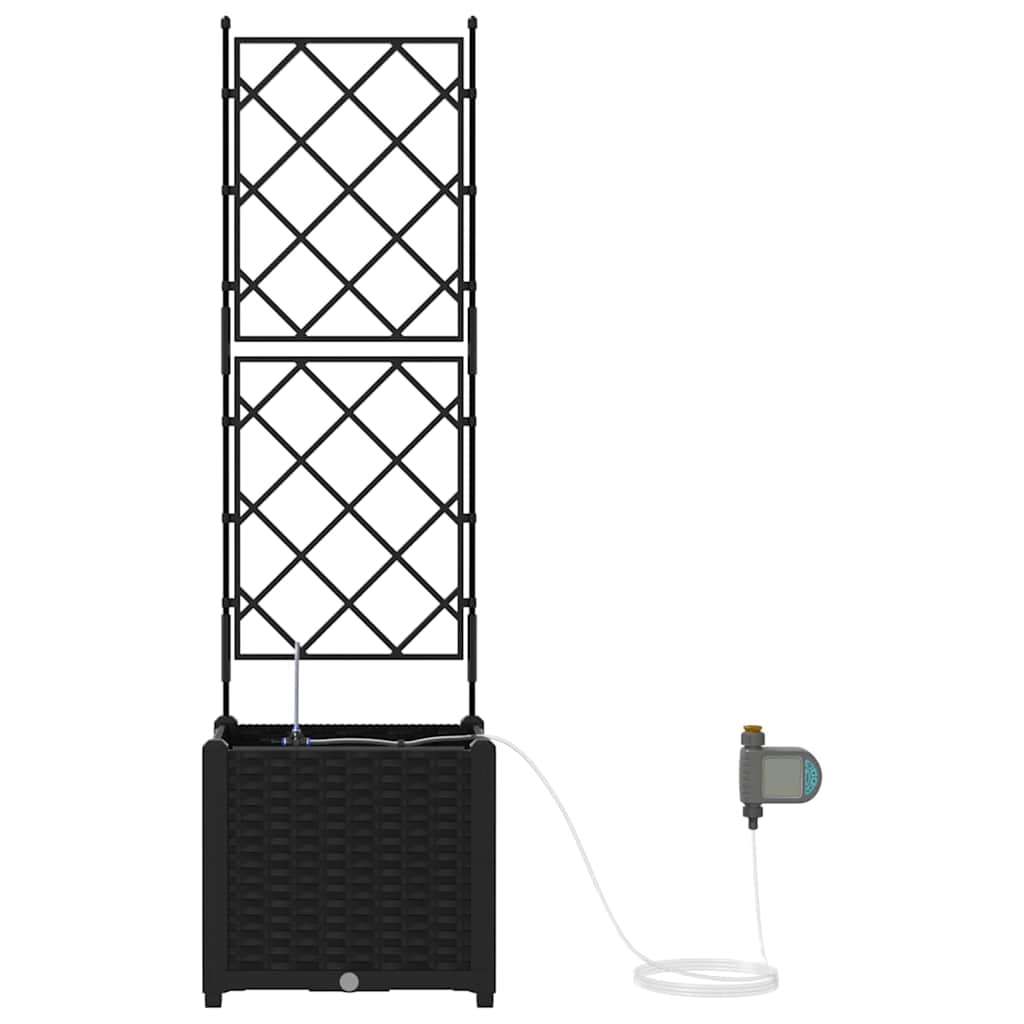 vidaXL Ζαρντινιέρες κήπου Μαύρο 40 x 40 x 142 cm Ατσάλι