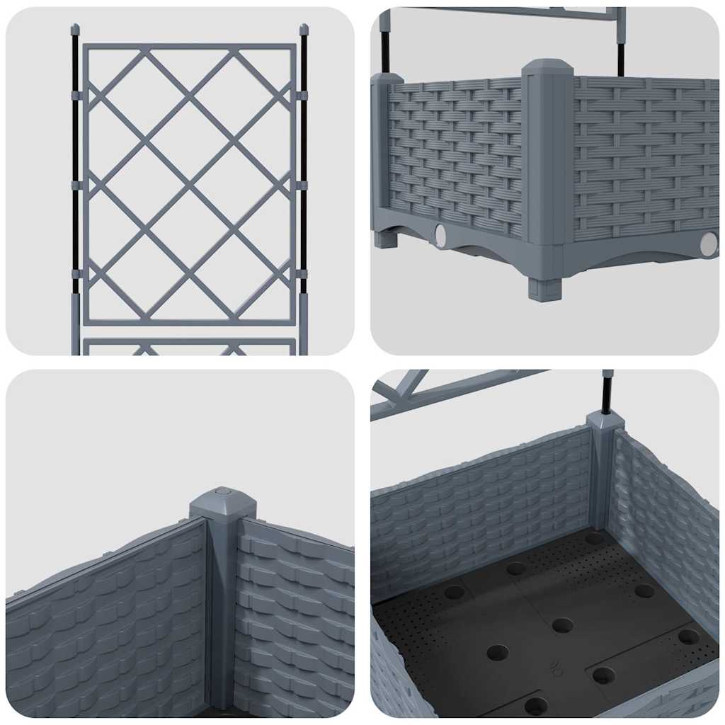 vidaXL Κηποτινάκι με Τρέλα Ανοιχτό γκρι 40 x 40 x 125.5 εκ. PP