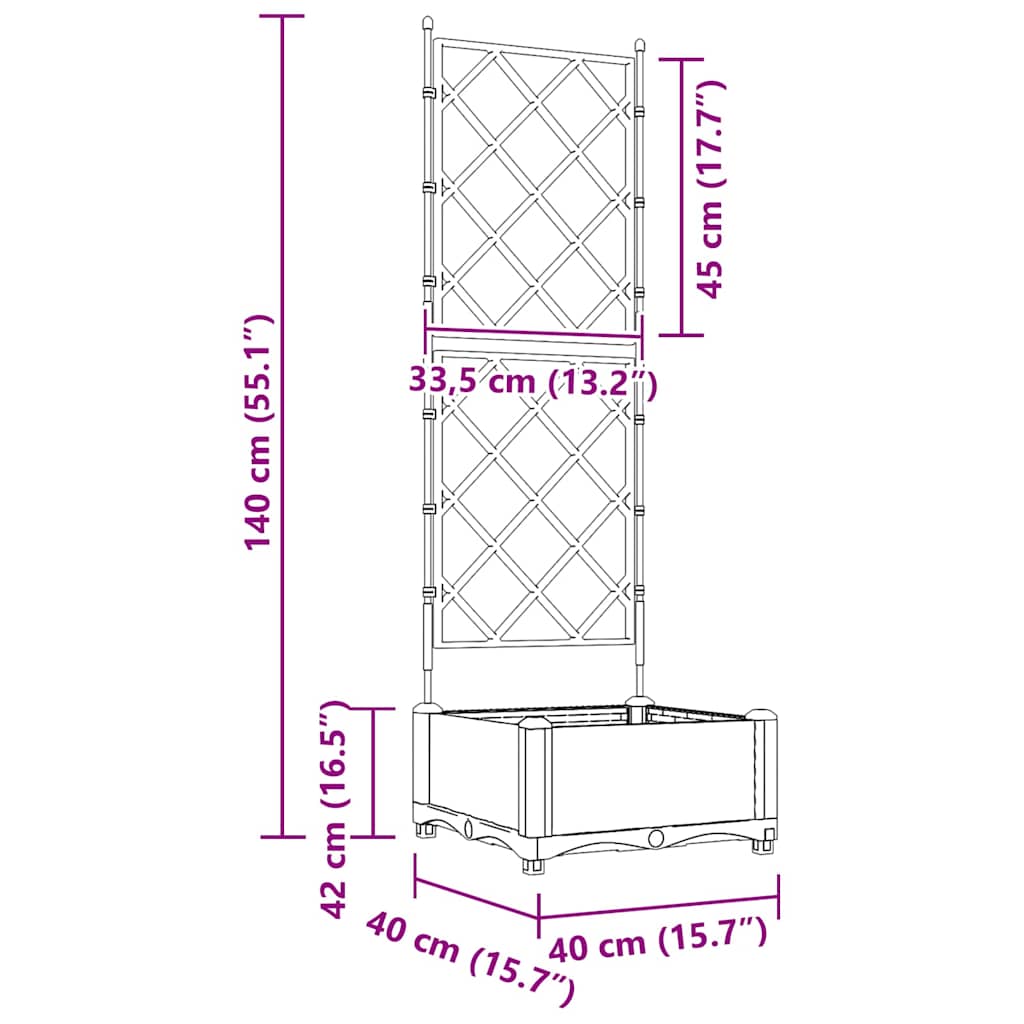 vidaXL Κηποτινάκι με Τρέλα Ανοιχτό γκρι 40 x 40 x 125.5 εκ. PP