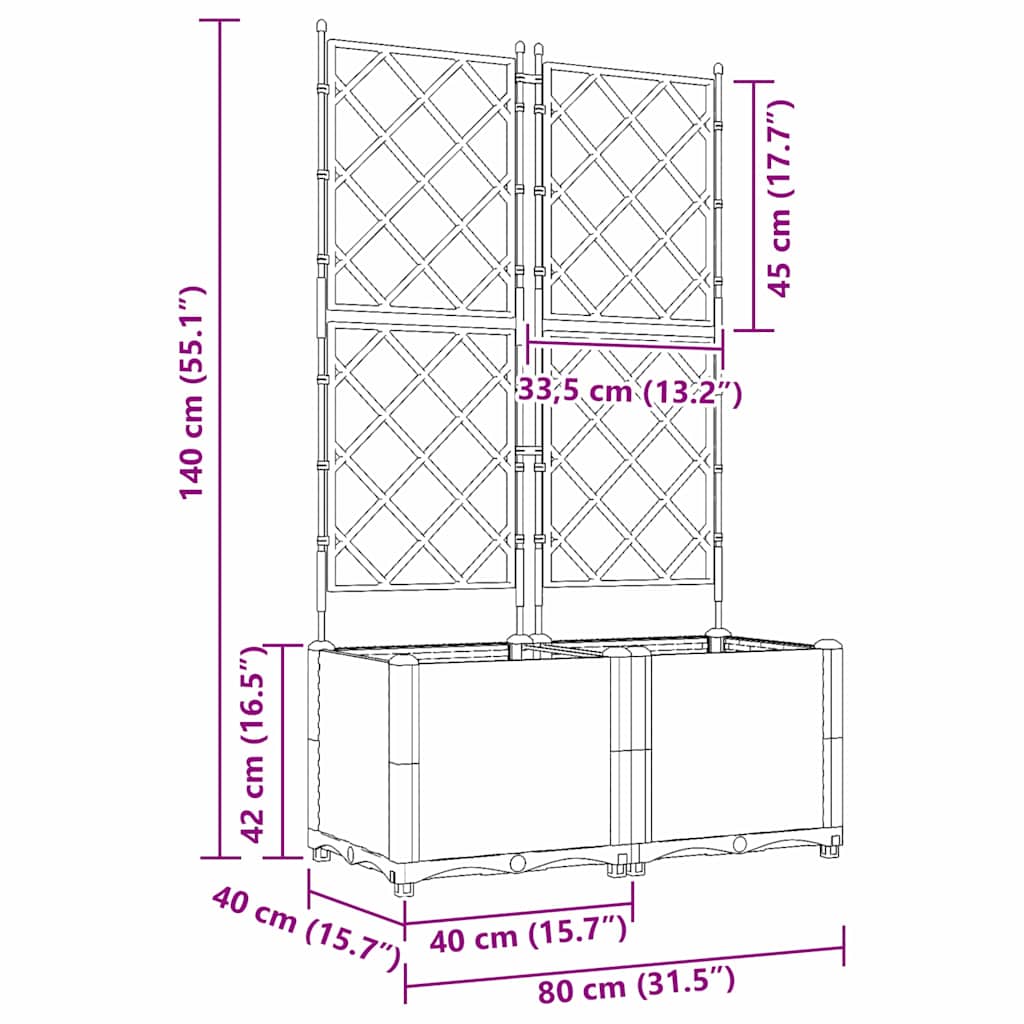 vidaXL Κηποτινάκι με Τρέλα 2 pcs Ανοιχτό γκρι 80 x 40 x 143 εκ. PP