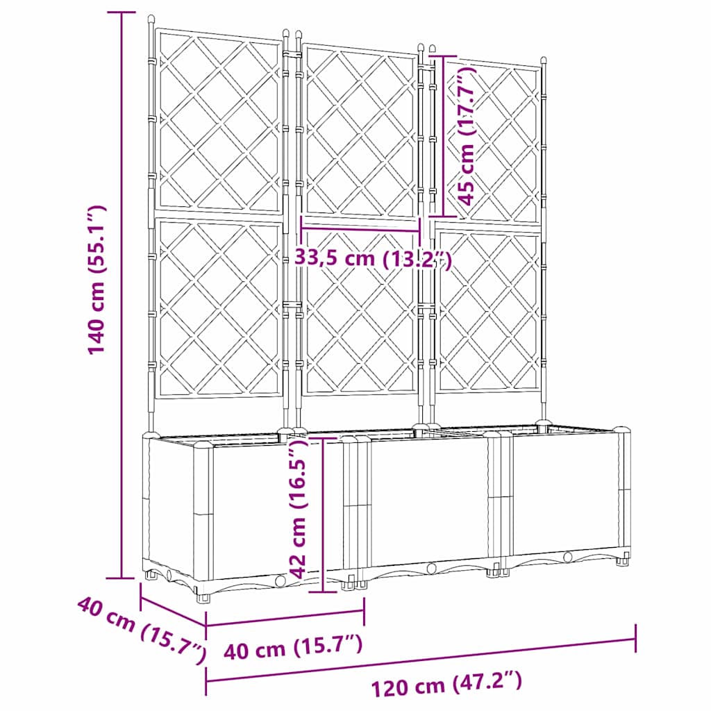 vidaXL Κηποτινάκι με Τρέλα 3 pcs Ανοιχτό γκρι 120 x 40 x 143 εκ. PP