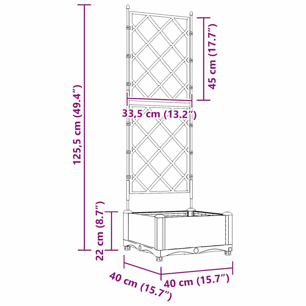 vidaXL Γλάστρα Κήπου Λευκό 40 x 40 x 125,5 εκ. PP