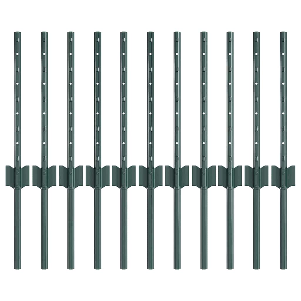 vidaXL Πό posts φράχτη 11 pcs Πράσινο 40 cm Ατσάλι