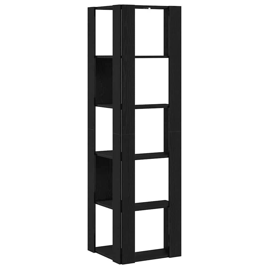 vidaXL Γωνιακή Βιβλιοθήκη Μαύρη δρυς 50 x 50 x 179 εκ.