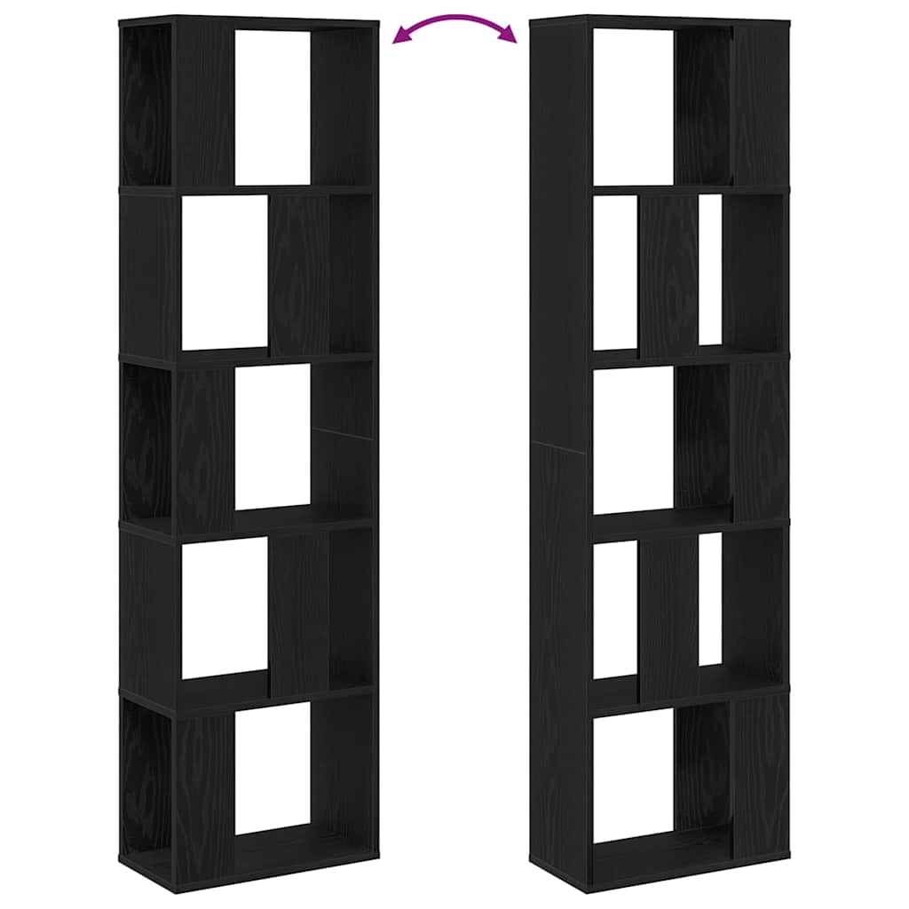 vidaXL Βιβλιοθήκη Μαύρη δρυς 45 x 23.5 x 162.5 εκ. Επεξεργασμένο ξύλο