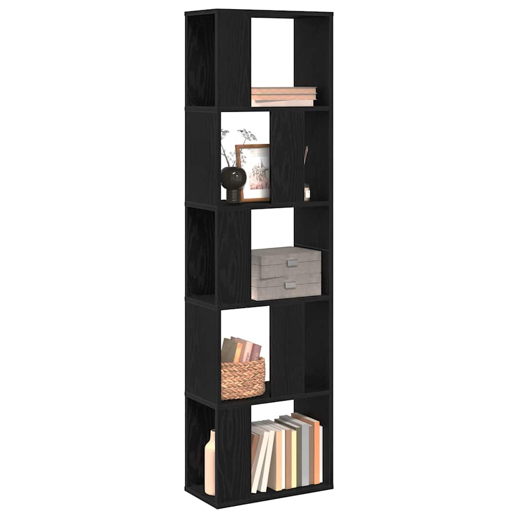 vidaXL Βιβλιοθήκη Μαύρη δρυς 45 x 23.5 x 162.5 εκ. Επεξεργασμένο ξύλο