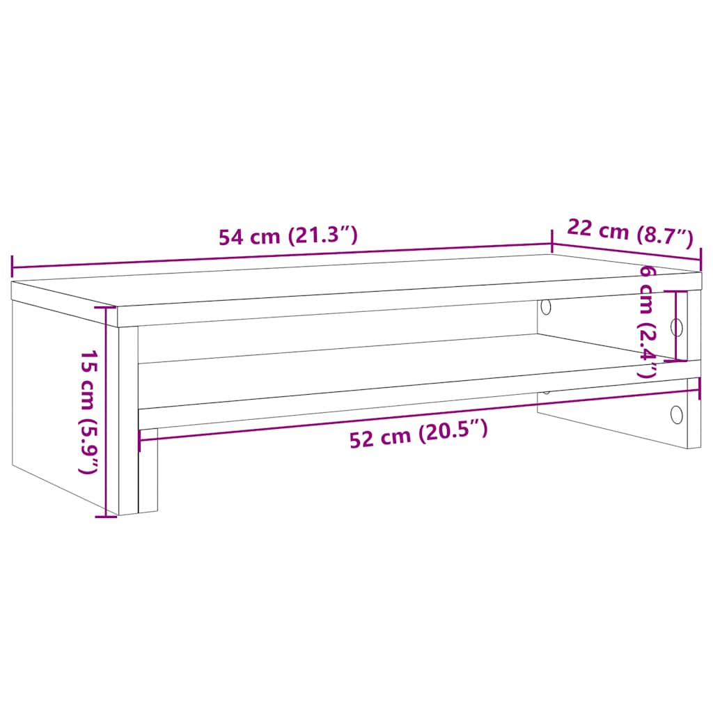 vidaXL Βάση Οθόνης Μαύρη Δρυς 54x22x15 εκ. από Τεχνητό Ξύλο