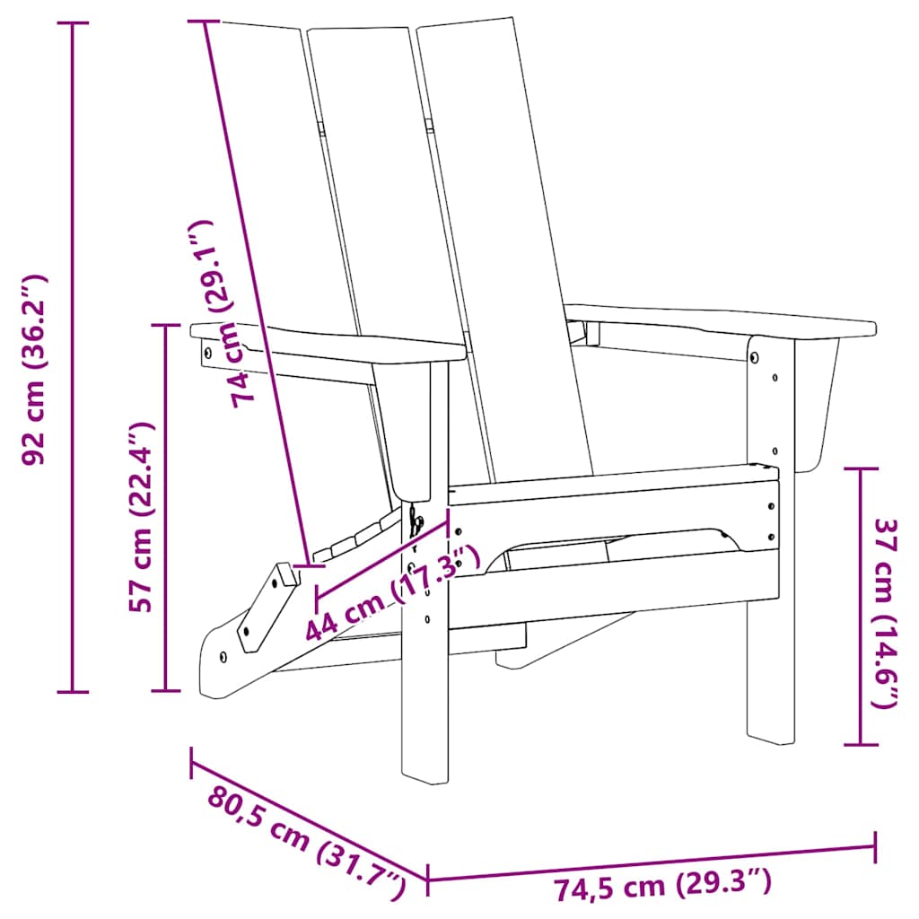 vidaXL Πτυσσόμενη Καρέκλα Adirondack Σκούρο μπλε 80,5 x 74,5 x 92 εκ