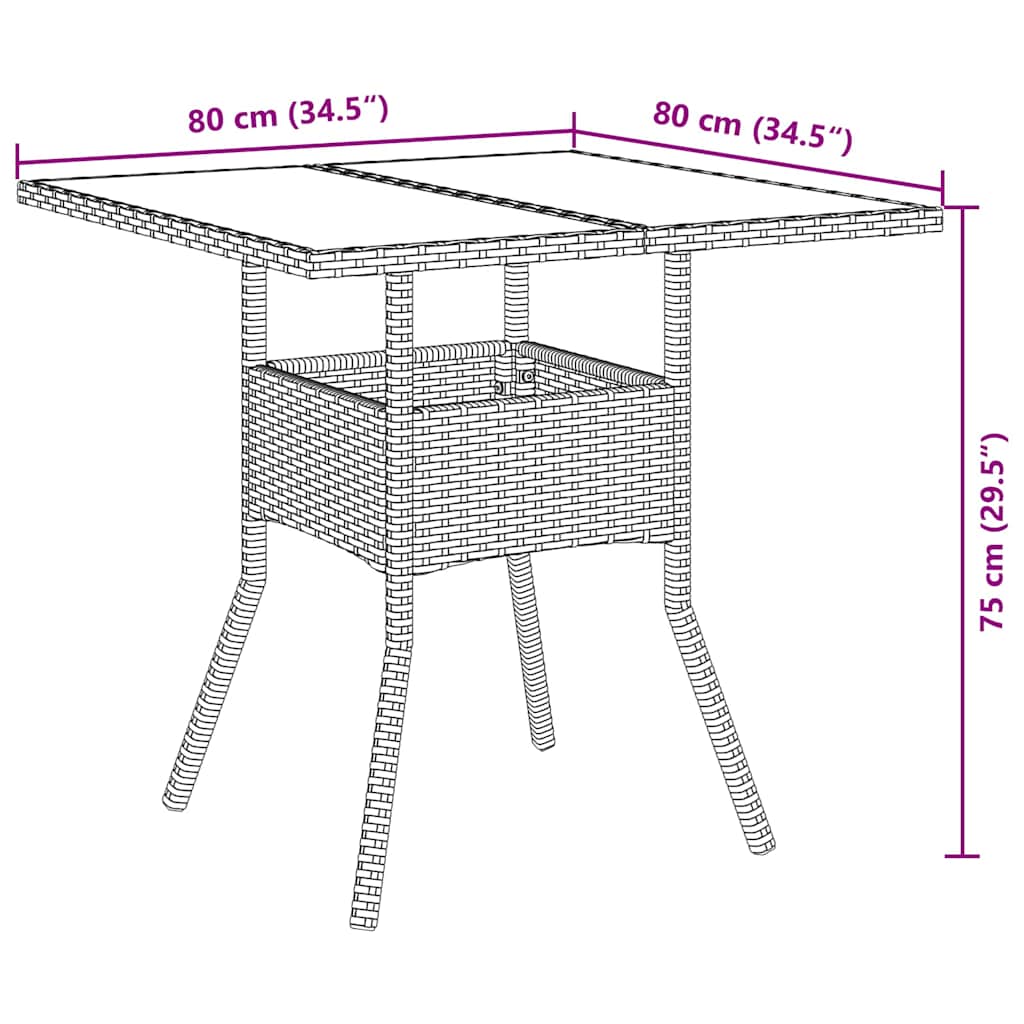 vidaXL Σετ Τραπεζαρίας 3 τεμαχίων Μπεζ Πολυ Ρατάν