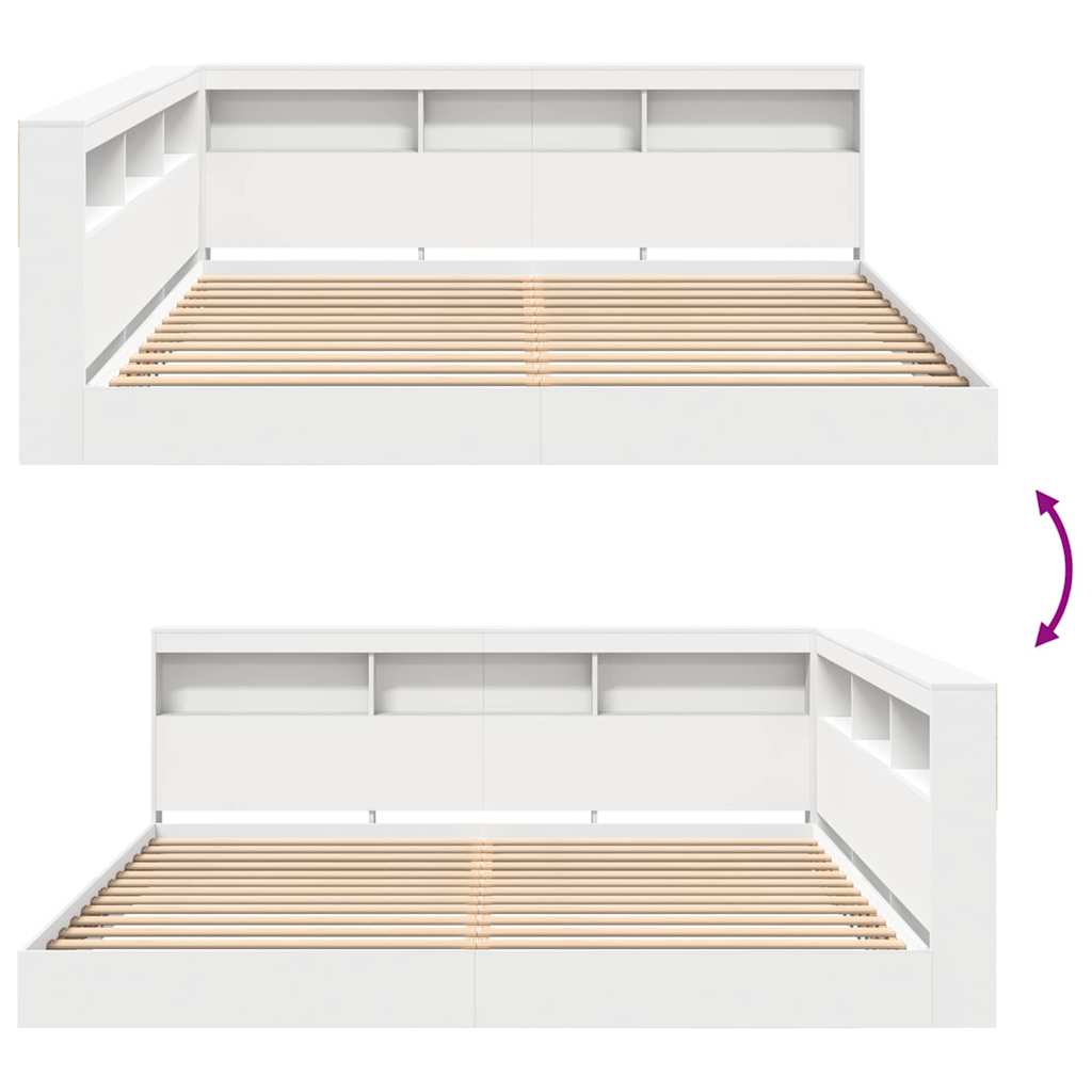 vidaXL Κρεβάτι Βιβλιοθήκης Λευκό 180 x 200 cm Επεξεργασμένο ξύλο