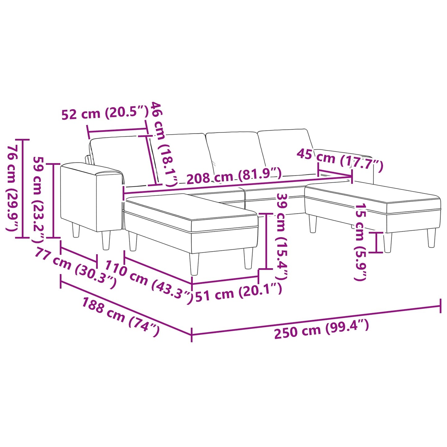 vidaXL Καναπές σαλονιού 3 pcs Σκούρο Γκρι