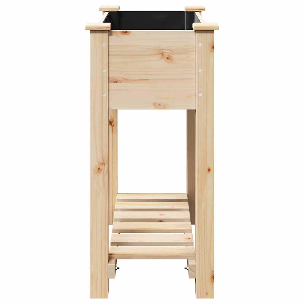vidaXL Γλάστρα Κήπου με ράφι Μπεζ 71 x 37 x 76.5 εκ Στερεό ξύλο έλατου