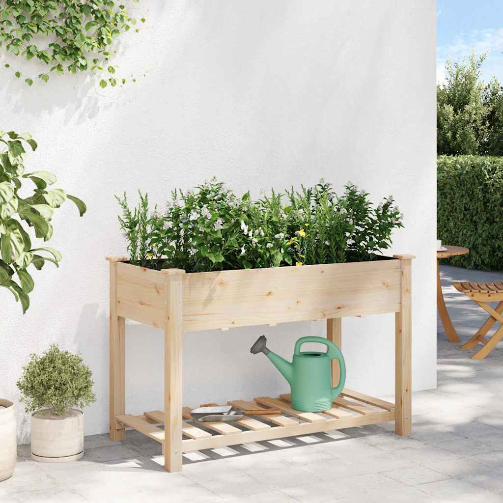 vidaXL Γλάστρα Κήπου Μπεζ 115 x 59 x 76.5 εκ Στερεό ξύλο έλατου