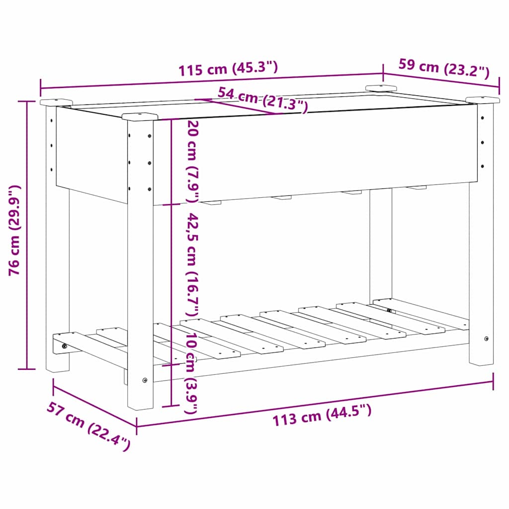 vidaXL Γλάστρα Κήπου Μπεζ 115 x 59 x 76.5 εκ Στερεό ξύλο έλατου