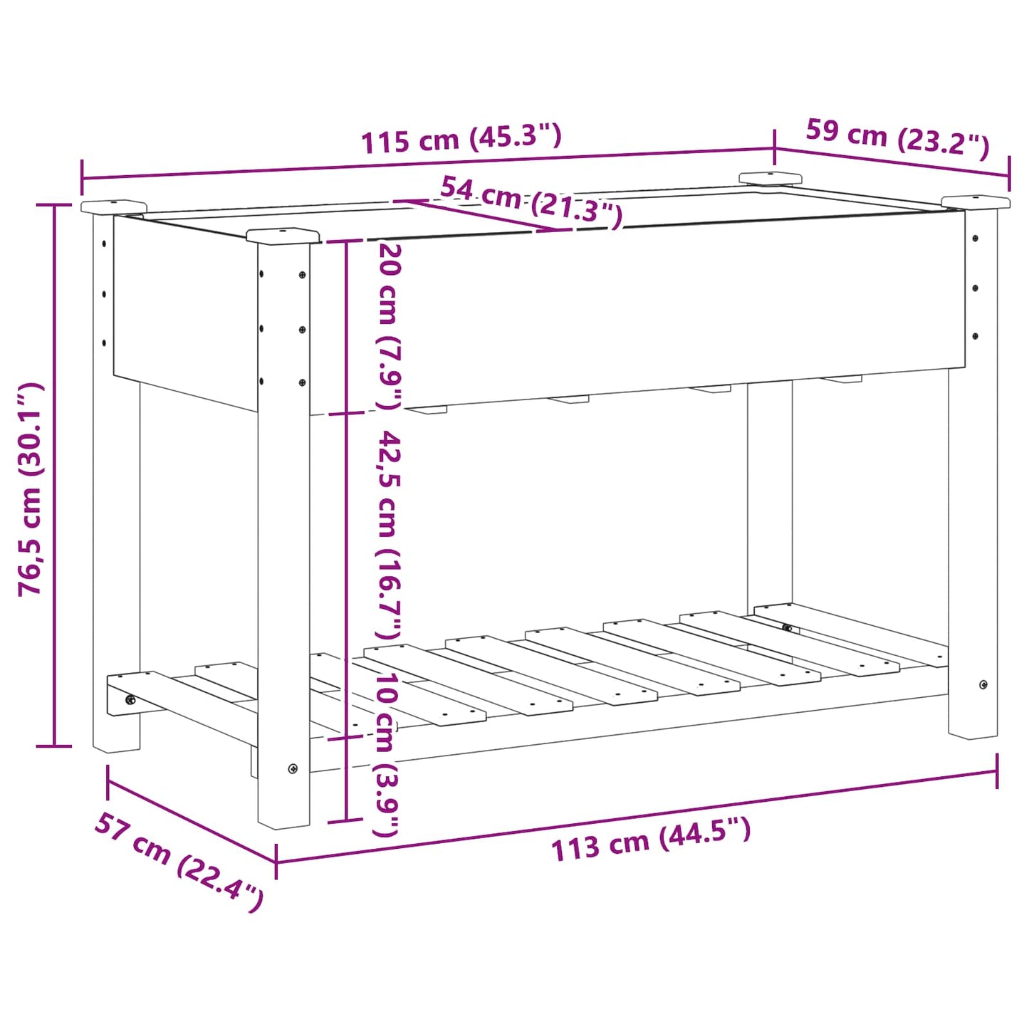 vidaXL Γλάστρα Κήπου Μπεζ 115 x 59 x 76,5 εκ Στερεό Ξύλο Πεύκου