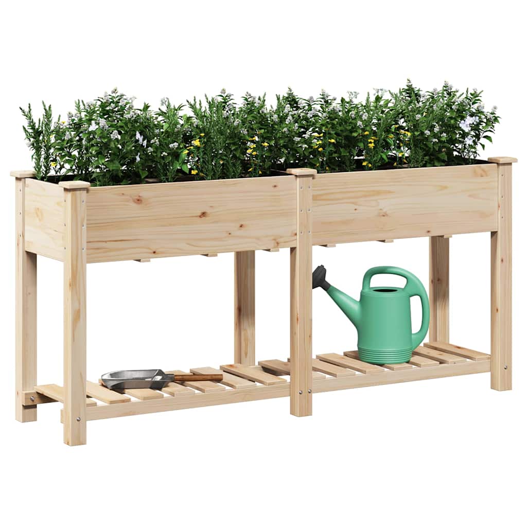 vidaXL Γλάστρα Κήπου Μπεζ 161 x 43 x 76.5 εκ Στερεό ξύλο έλατου