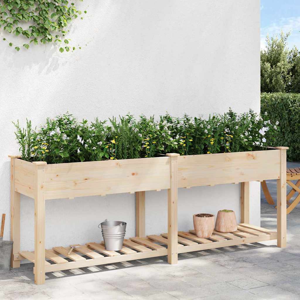 vidaXL Γλάστρα Κήπου Μπεζ 203 x 53 x 76.5 εκ Στερεό ξύλο έλατου