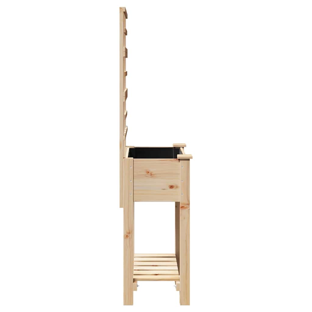 vidaXL Γλάστρα Κήπου με ράφι Μπεζ 71 x 38 x 152 εκ. Στερεό ξύλο έλατου