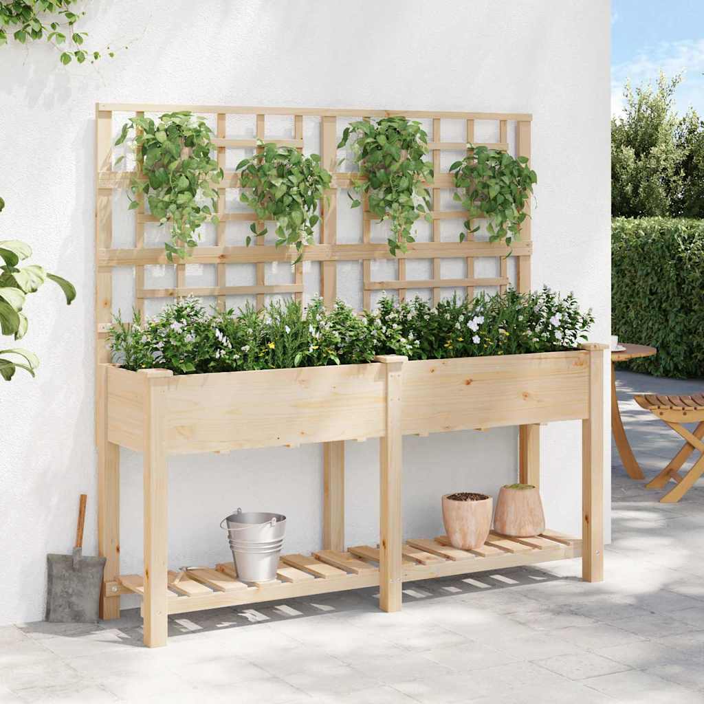 vidaXL Γλάστρα Κήπου Μπεζ 161 x 46 x 152.5 εκ. Στερεό ξύλο έλατου
