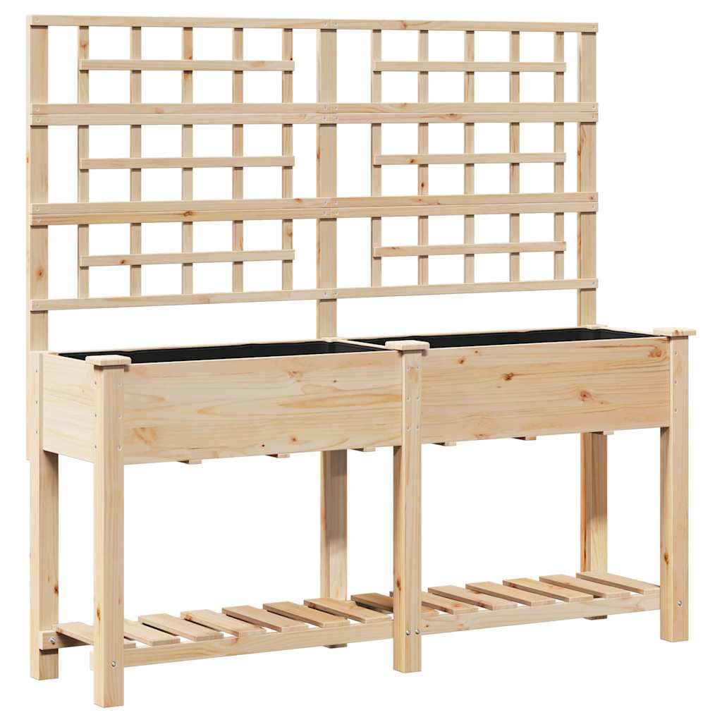 vidaXL Γλάστρα Κήπου Μπεζ 161 x 46 x 152.5 εκ. Στερεό ξύλο έλατου