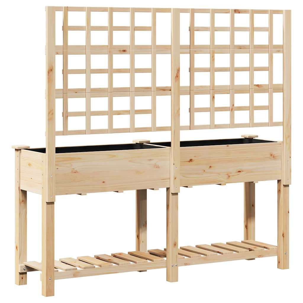 vidaXL Γλάστρα Κήπου Μπεζ 161 x 46 x 152.5 εκ. Στερεό ξύλο έλατου
