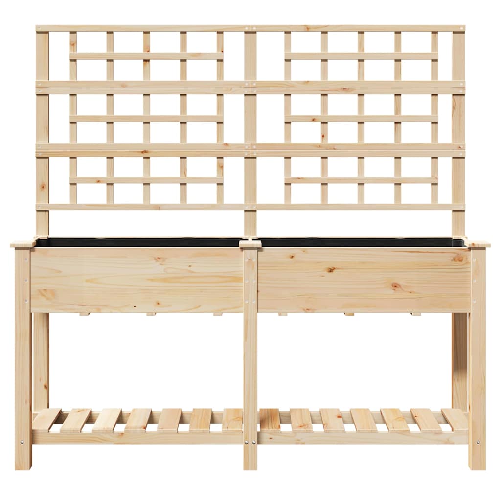 vidaXL Γλάστρα Κήπου Μπεζ 161 x 46 x 152.5 εκ. Στερεό ξύλο έλατου