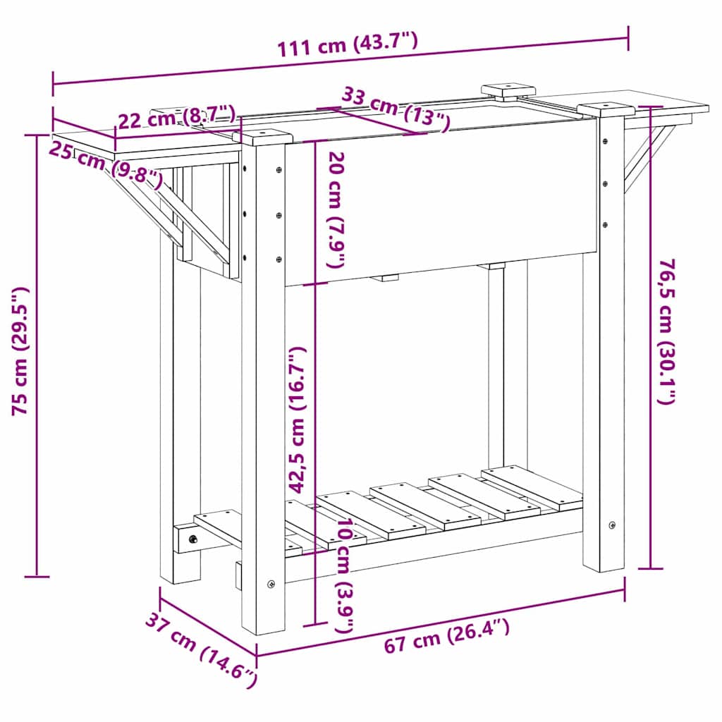 vidaXL Γλάστρα Κήπου Μπεζ 111 x 37 x 76.5 εκ. Στερεό ξύλο έλατου