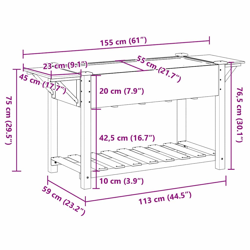 vidaXL Γλάστρα Κήπου Μπεζ 155 x 59 x 76.5 εκ. Στερεό ξύλο έλατου