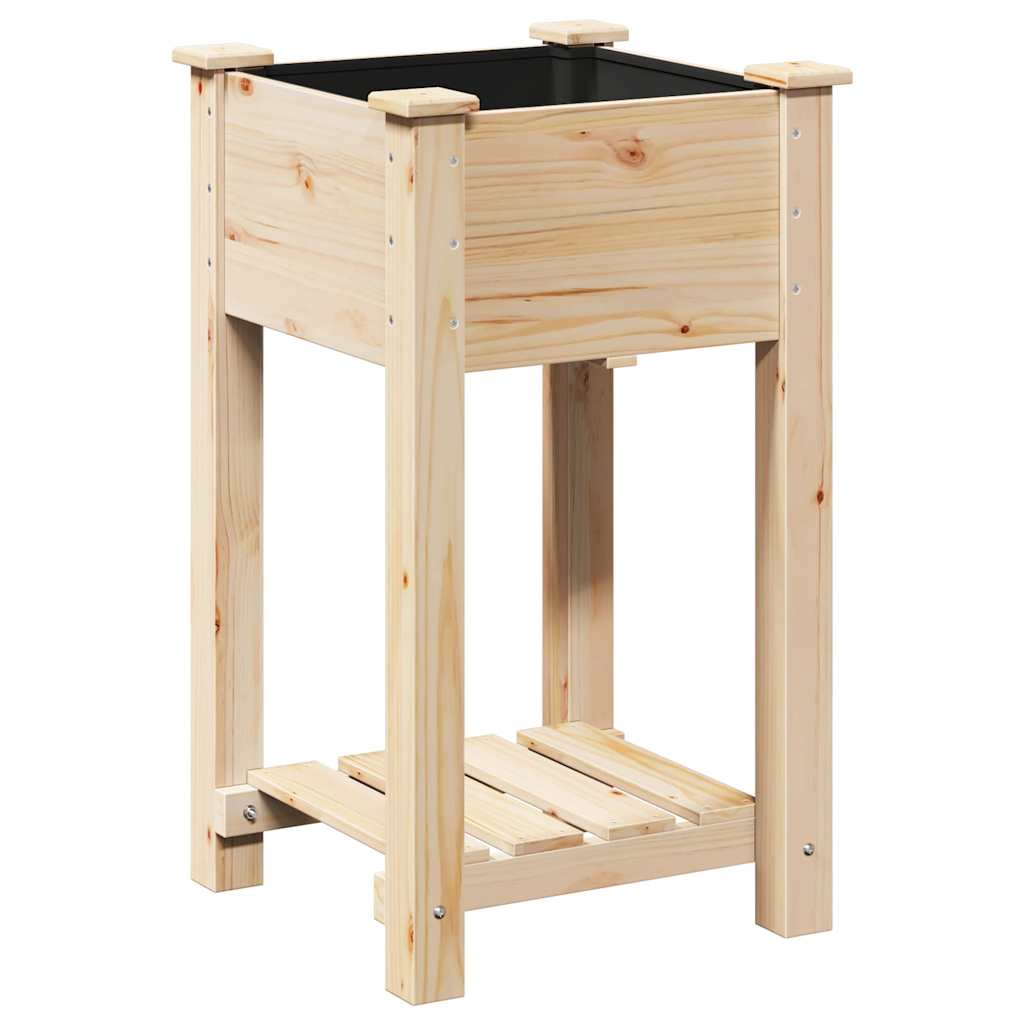 vidaXL Γλάστρα Κήπου με ράφι Μπεζ 45 x 45 x 76.5 εκ Στερεό ξύλο έλατου