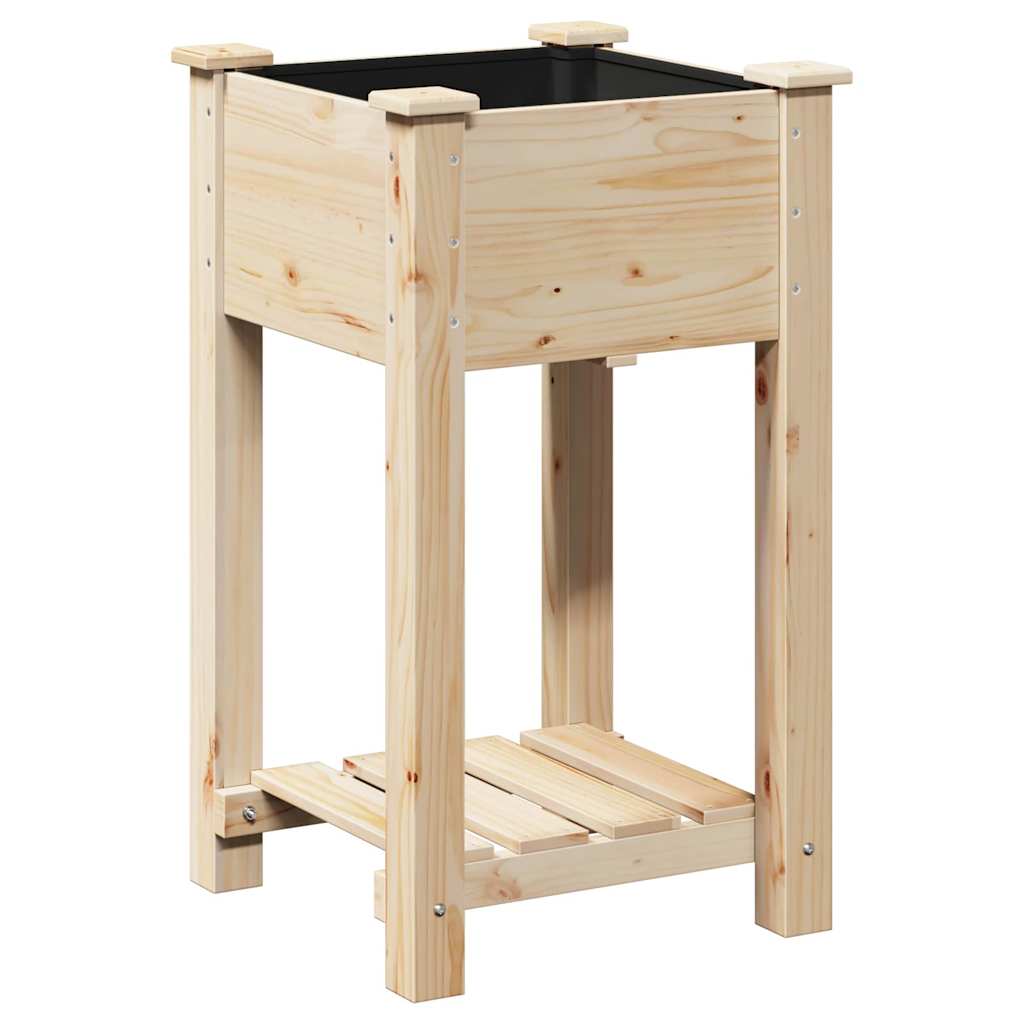 vidaXL Γλάστρα Κήπου με ράφι Μπεζ 45 x 45 x 76.5 εκ Στερεό ξύλο έλατου