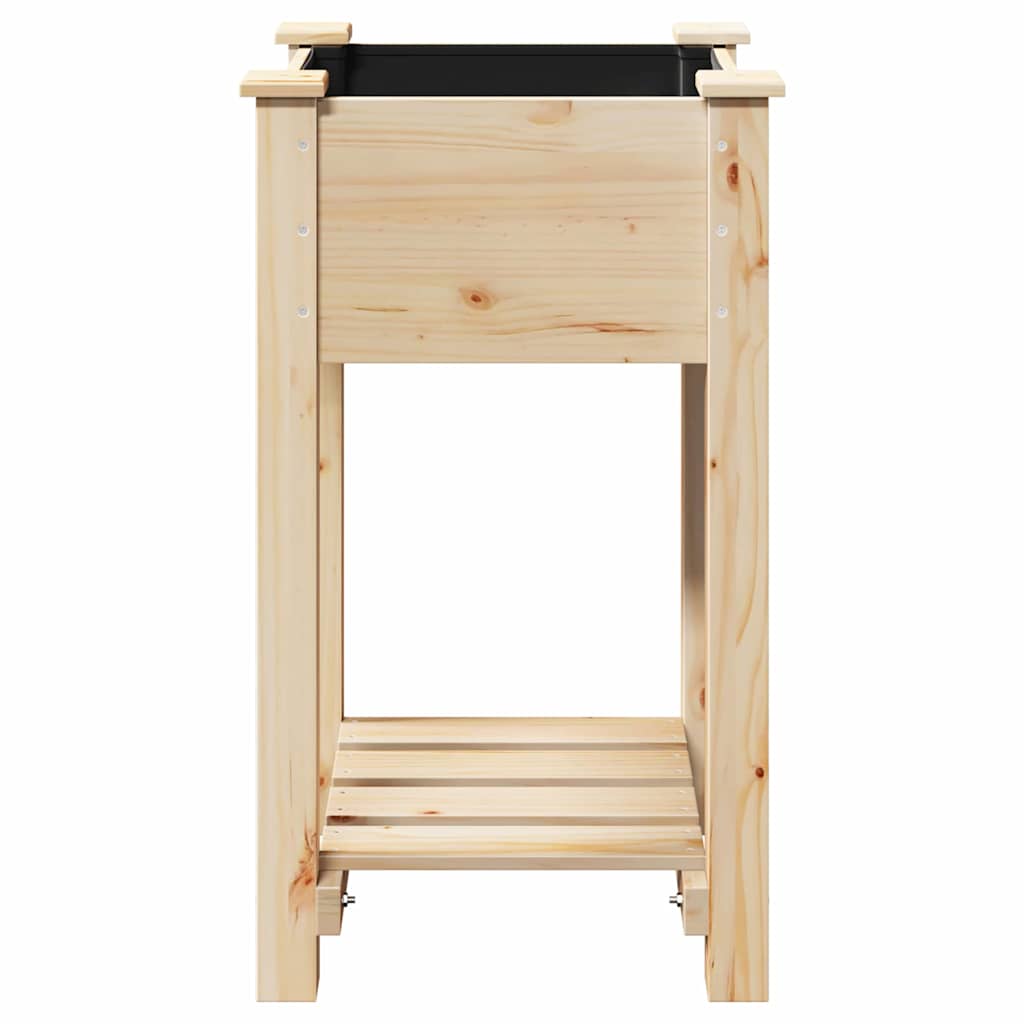 vidaXL Γλάστρα Κήπου με ράφι Μπεζ 45 x 45 x 76.5 εκ Στερεό ξύλο έλατου