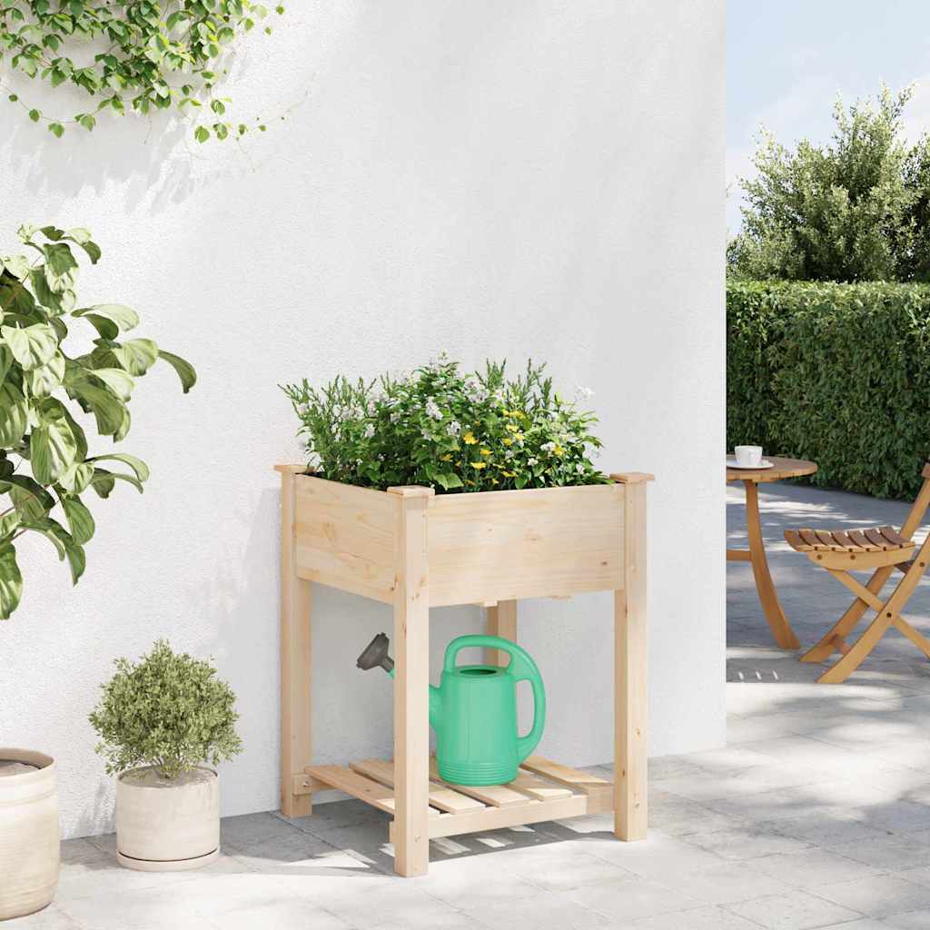 vidaXL Γλάστρα Κήπου Μπεζ 60.5 x 60 x 76.5 εκ Στερεό ξύλο έλατου